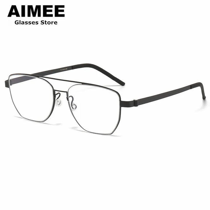 Aimee Unisex Full Rim Square Double Bridge Titanium Eyeglasses 9622 Full Rim Aimee   