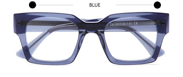 Esnbie Unisex Full Rim Square Thick Acetate Eyeglasses 23048 Full Rim Esnbie Blue  