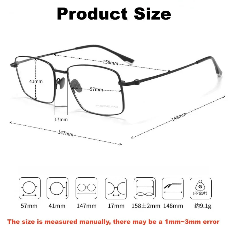 Yimaruili Men's Full Rim Square Pure Titanium Eyeglasses 8165S — view 2 | Yimaruili at FuzWeb
