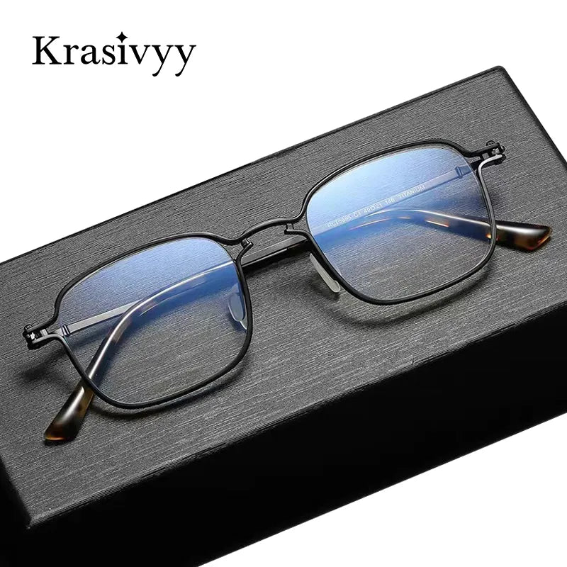 Krasivyy Men's Full Rim Square Titanium Eyeglasses Rlt5898 Full Rim Krasivyy   