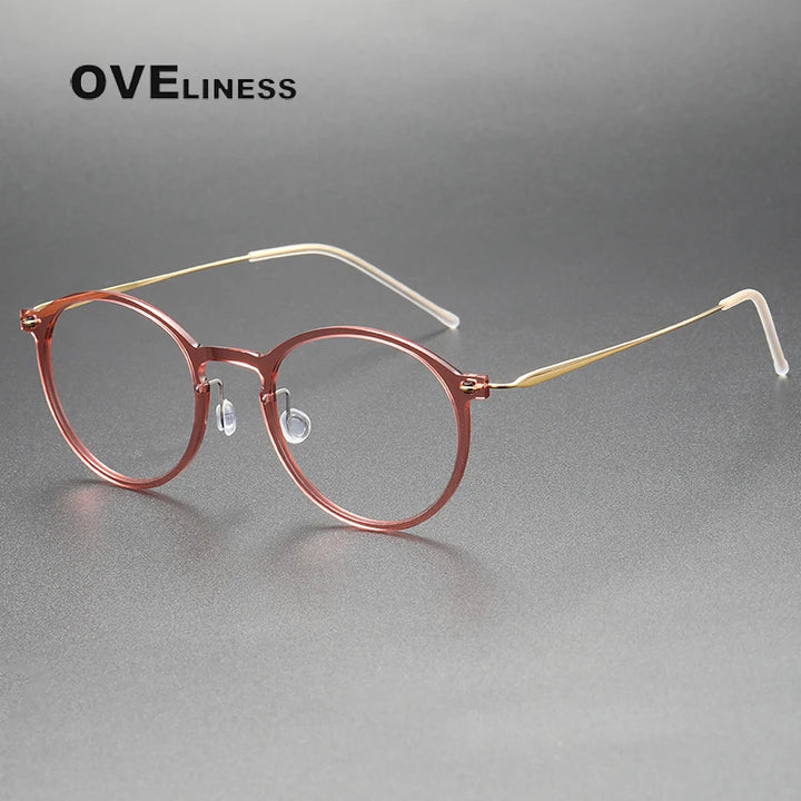 Oveliness Women's Full Rim Round Acetate Titanium Eyeglasses 326541