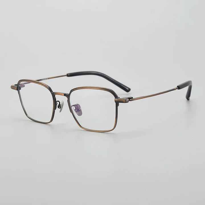 Black Mask Unisex Full Rim Square Titanium Eyeglasses 981t Full Rim Black Mask Bronze  