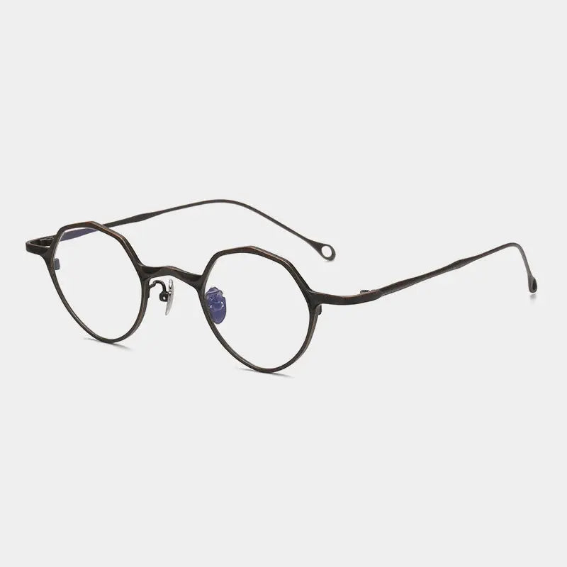 Gatenac Unisex Full Rim Irregular Round Titanium Eyeglasses 675973 FuzWeb