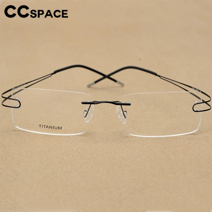 CCspace Unisex Rimless Rectangle Titanium Alloy Eyeglasses 300880 Rimless CCSpace   