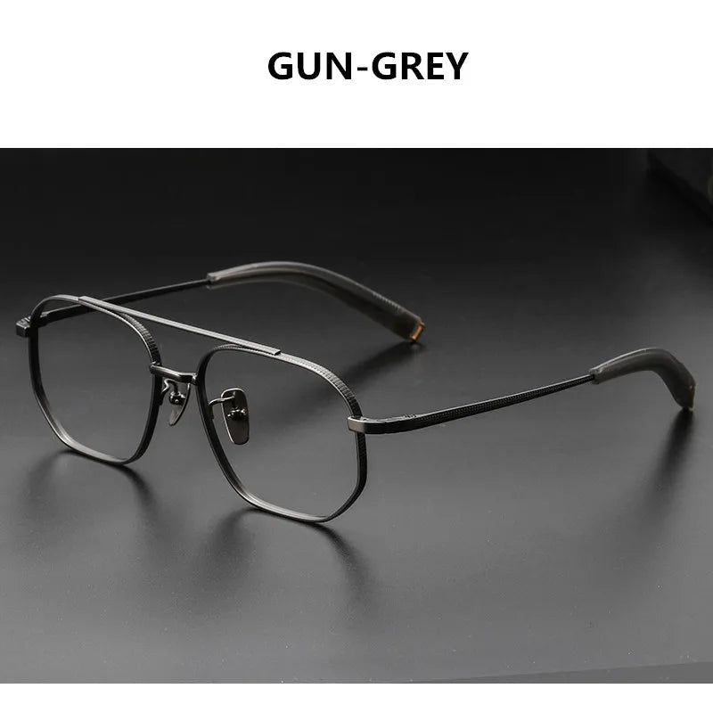 Aimee Unisex Full Rim Big Square Double Bridge Titanium Eyeglasses 5816 Full Rim Aimee GUN-GREY  