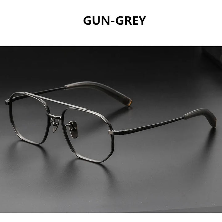 Aimee Unisex Full Rim Big Square Double Bridge Titanium Eyeglasses 5816 Full Rim Aimee GUN-GREY  