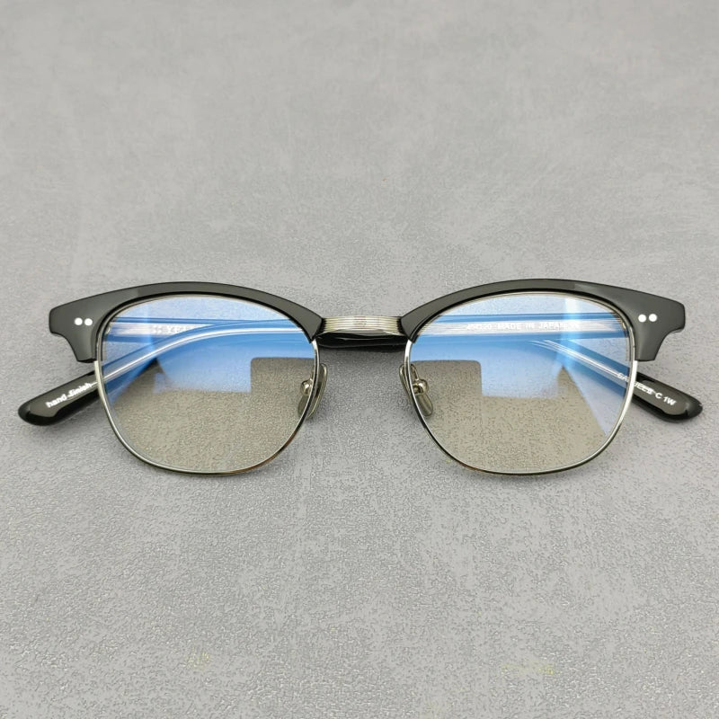 Black Mask Unisex Semi Rim Square Acetate Eyeglasses Fuz 7 - view 3