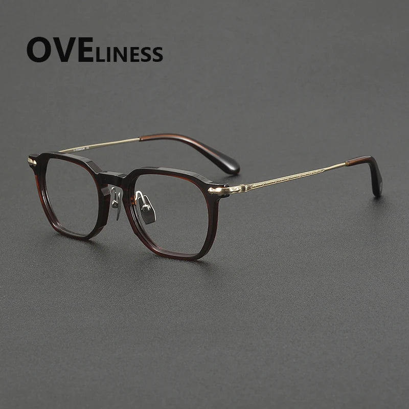 Oveliness Unisex Full Rim Square Titanium Acetate Eyeglasses 322146