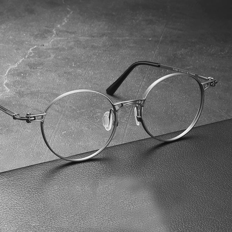Black Mask Men's Full Rim Big Round Titanium Eyeglasses 75891