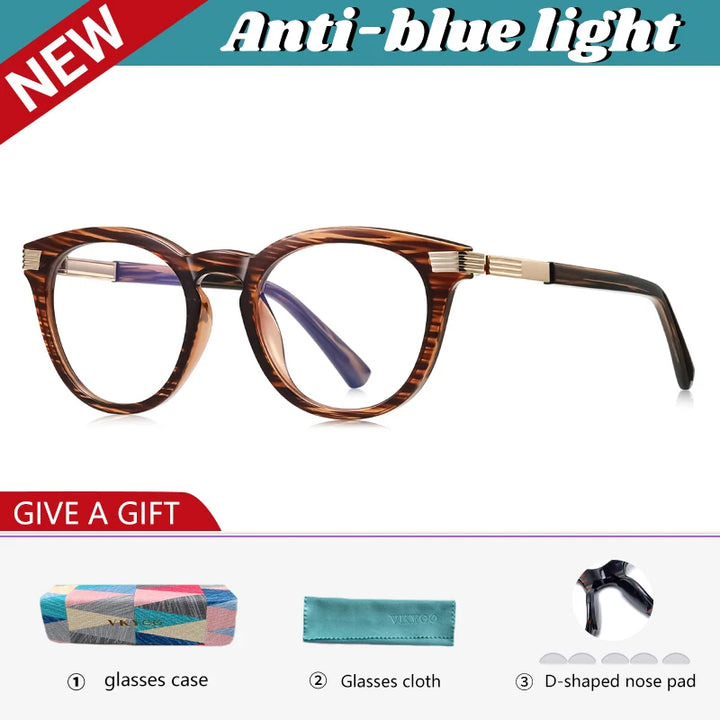 Vicky Unisex Full Rim Round TR90 Blue Light Prescription Eyeglasses PFD2329 - view 9