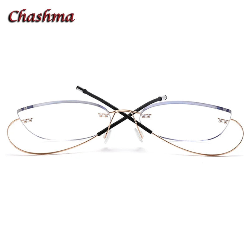 Chashma Ochki Unisex Rimless Cat Eye 2g Titanium Eyeglasses 003 Rimless Chashma Ochki   