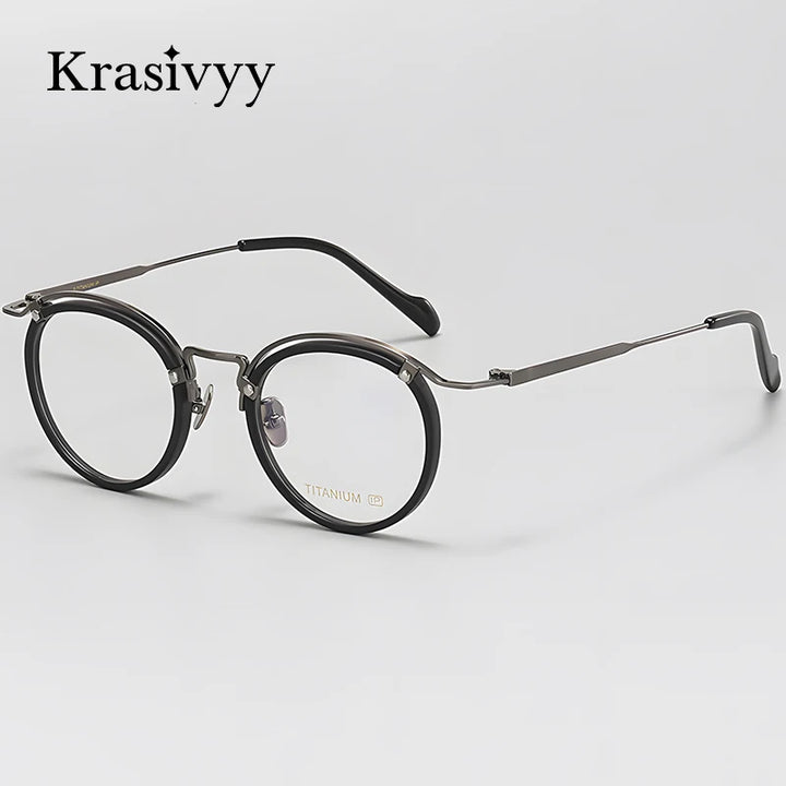 Krasivyy Unisex Full Rim Round Titanium Acetate Eyeglasses 94236 Full Rim Krasivyy