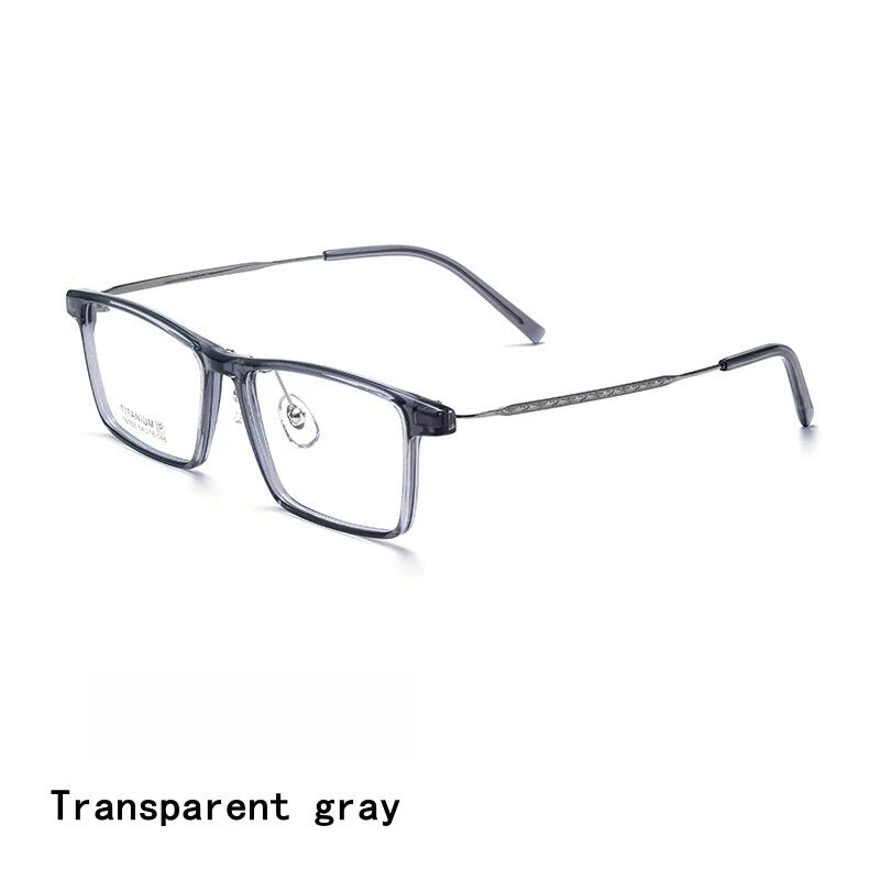 KatKani Unisex Full Rim Square Tr 90 Titanium Eyeglasses 16103x Full Rim KatKani Eyeglasses Transparent Gray  