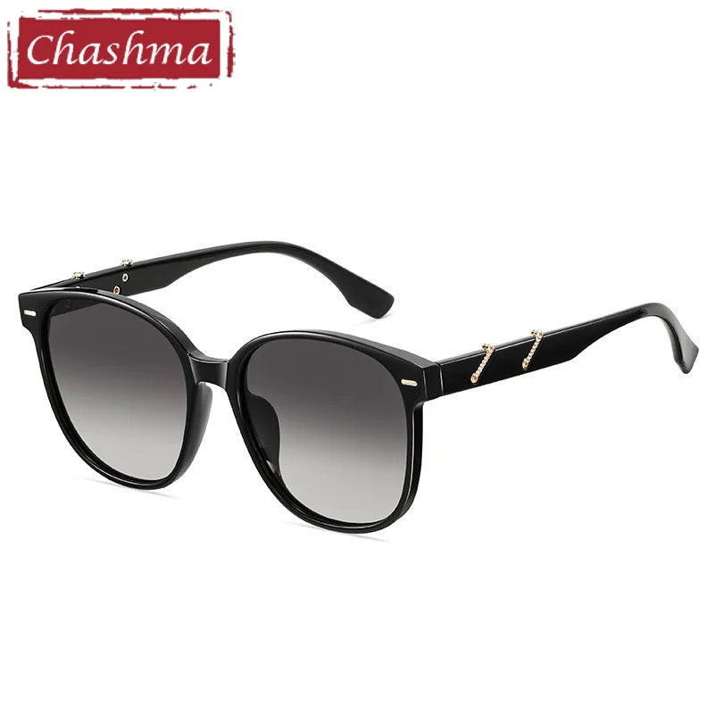 Chashma Ochki Women's Full Rim Square Tr 90 Titanium Sunglasses 40762 Full Rim Chashma Ochki Gradient Black Lens Single Version 1.56 | Polarized