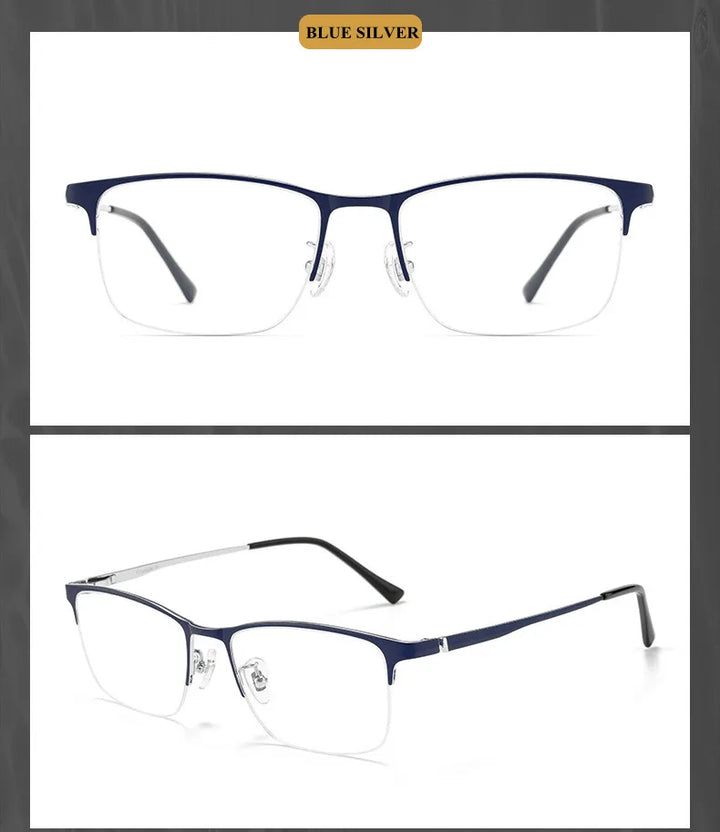 Chashma Ottica 89566 men's semi-rimless pure titanium prescription eyeglasses — view 8