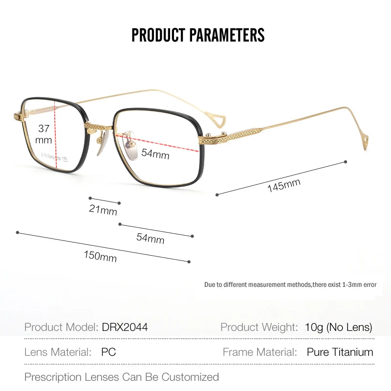 Muzz Unisex Full Rim Big Polygonal Square Titanium Eyeglasses 422044