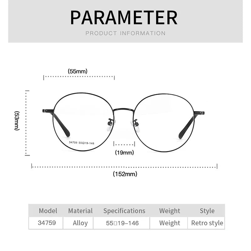 KatKani Unisex Full Rim Round Alloy Eyeglasses 34759 Full Rim KatKani Eyeglasses   