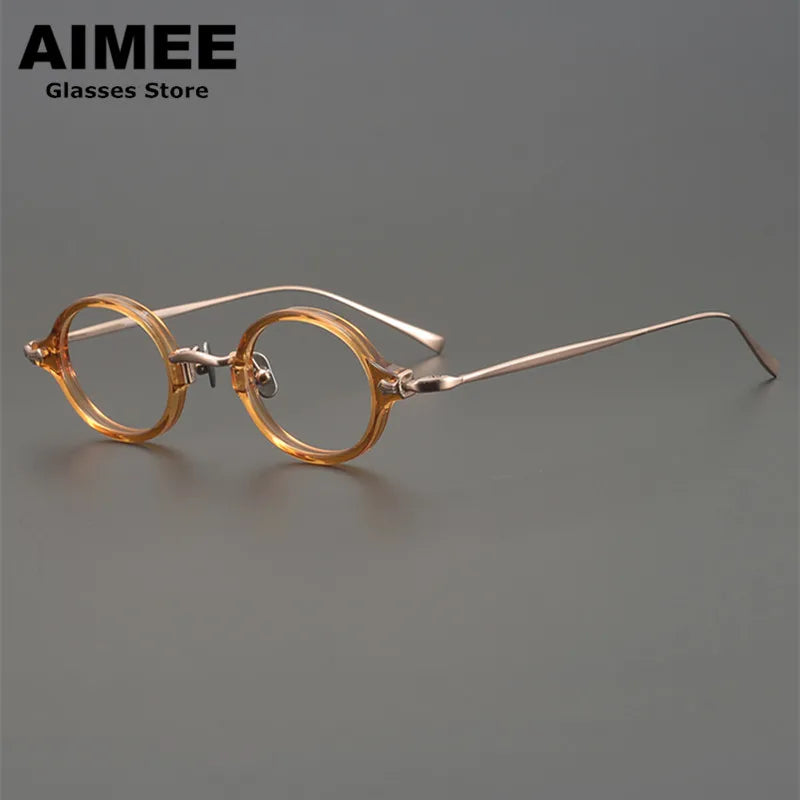 Aimee Unisex Full Rim Small Round Titanium Acetate Eyeglasses 14181 Full Rim Aimee   