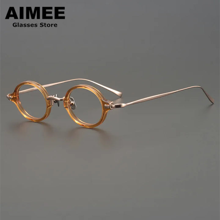 Aimee Unisex Full Rim Small Round Titanium Acetate Eyeglasses 14181 Full Rim Aimee   