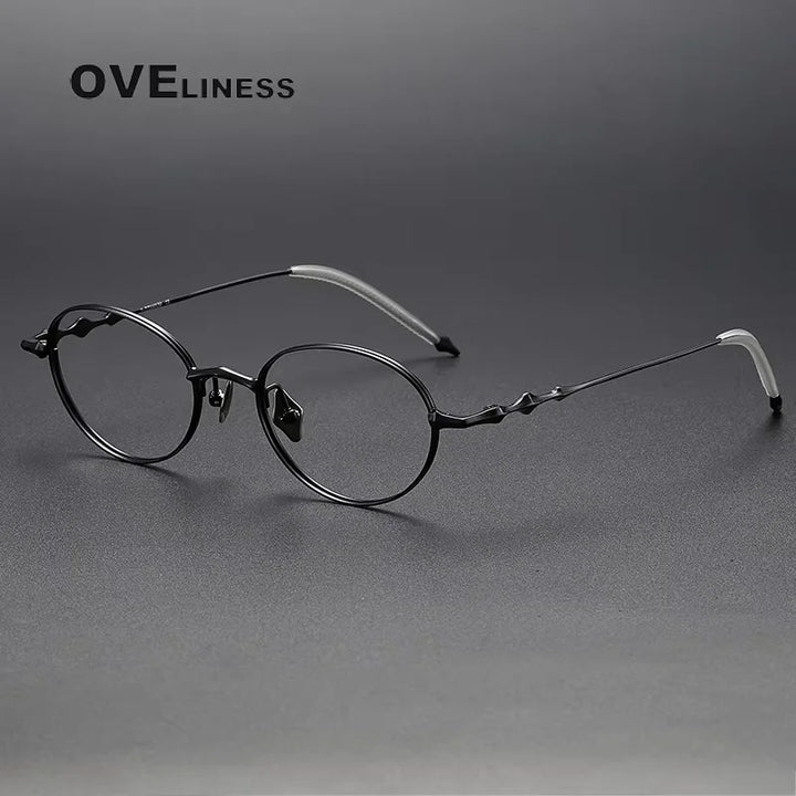 Oveliness Women's Full Rim Oval Round Titanium Eyeglasses 13519 Full Rim Oveliness black  