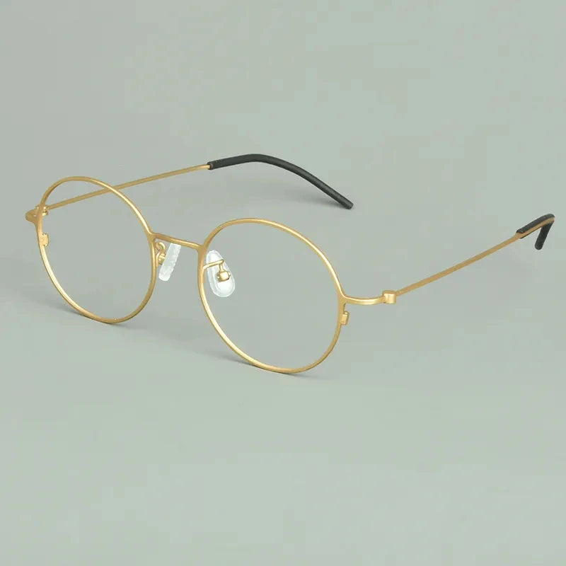 Aimee Unisex Full Rim Round Titanium Eyeglasses 14502 Full Rim Aimee Golden  