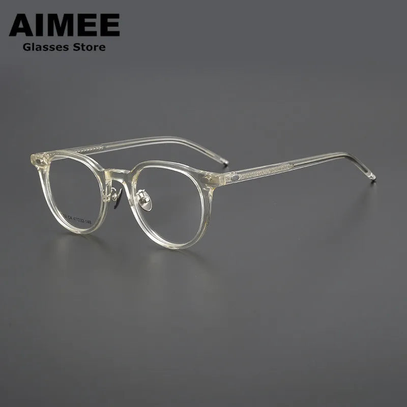 Aimee Unisex Full Rim Square Oval Acetate Titanium Eyeglasses  639002