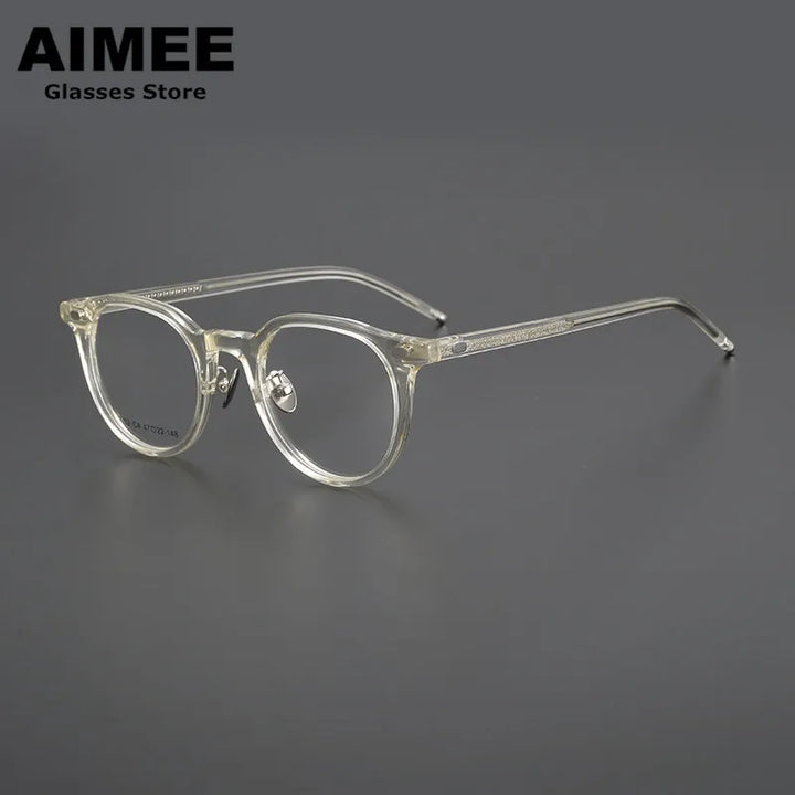 Aimee Unisex Full Rim Square Oval Acetate Titanium Eyeglasses  639002