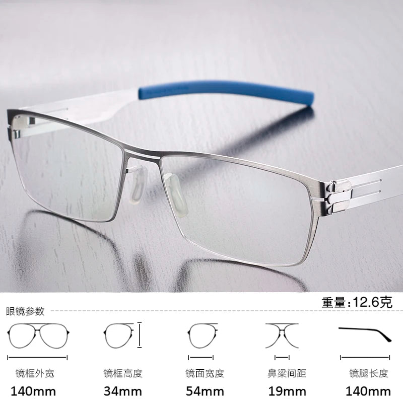 Black Mask Unisex Full Rim Square Screwless Steel Eyeglasses 52709