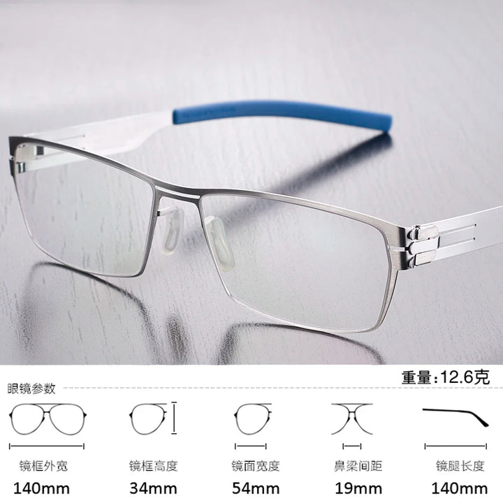 Black Mask Unisex Full Rim Square Screwless Steel Eyeglasses 52709