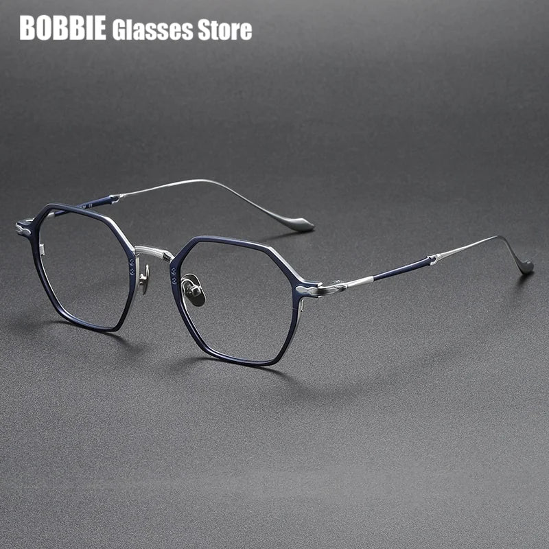Bobbie Unisex Full Rim Flat Top Polygon Titanium Eyeglasses 893133