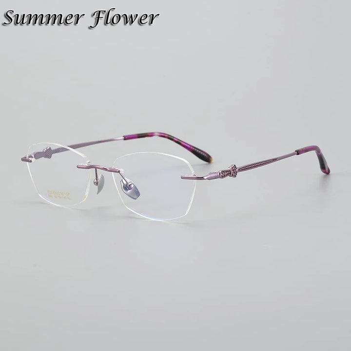 Summer Flower Women's Rimless Oval Square Titanium Eyeglasses 69263