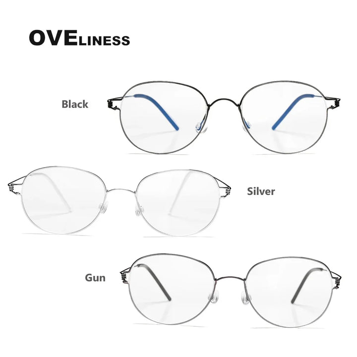 Oveliness Unisex Full Rim Round Screwless Titanium Eyeglasses Os005 Full Rim Oveliness   