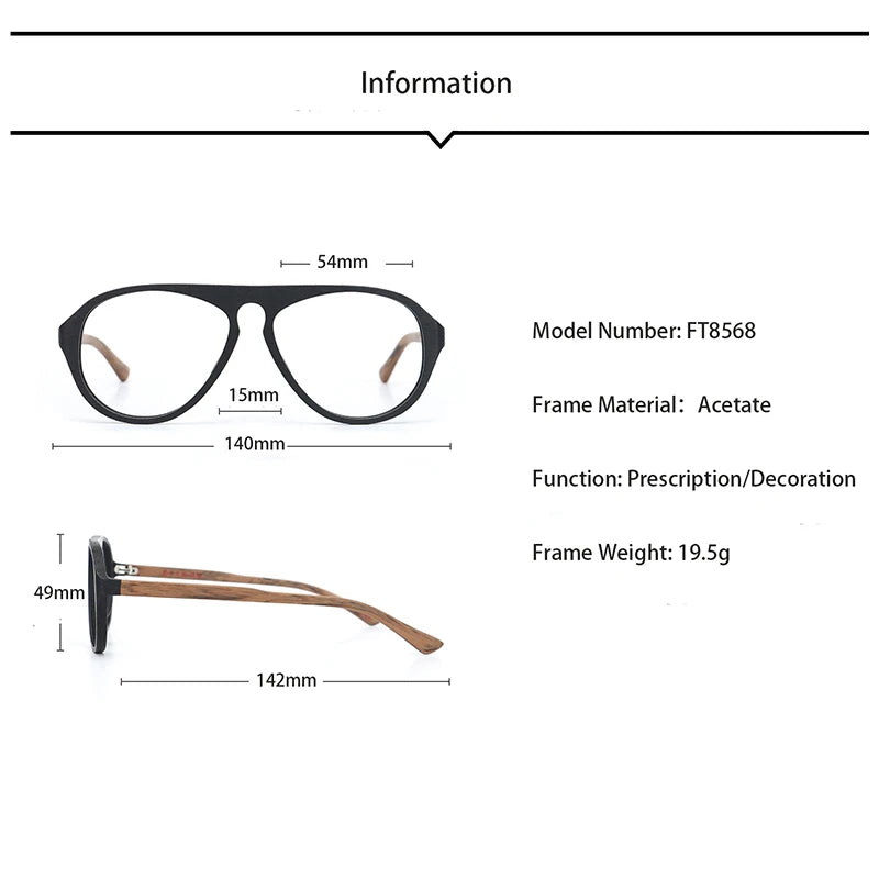 Hdcrafter 8568 unisex acetate prescription eyeglasses — view 2