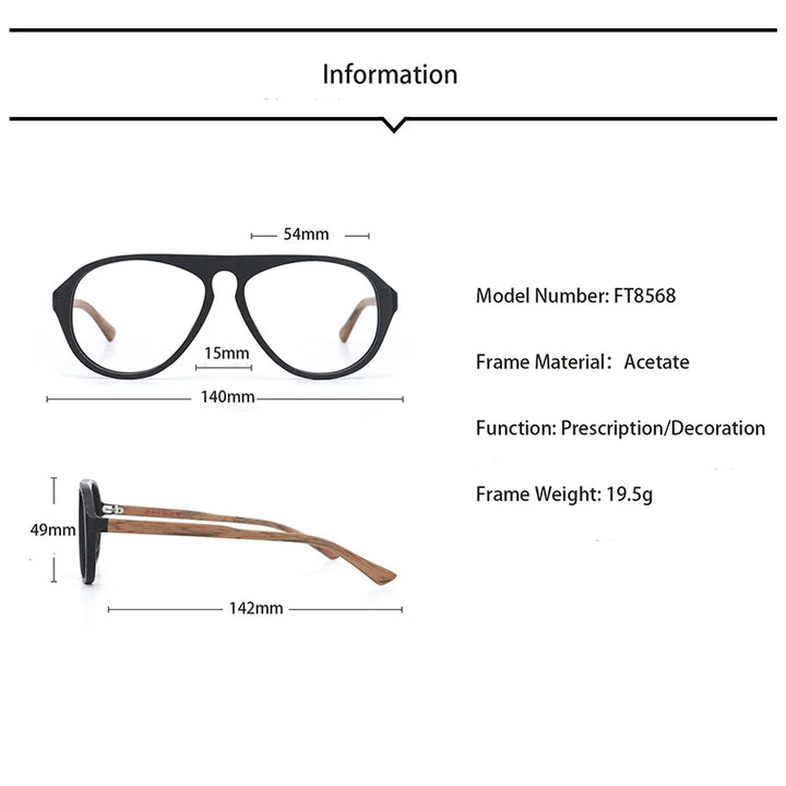 Hdcrafter 8568 unisex acetate prescription eyeglasses — view 2