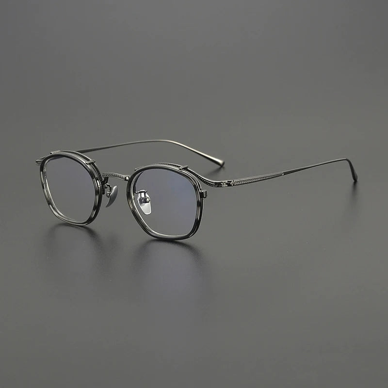 Gatenac Unisex Full Rim Square Acetate Titanium Eyeglasses G8018