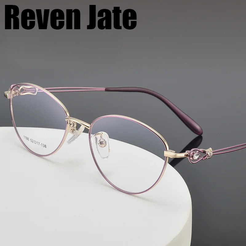Reven Jate Women's Full Rim Oval Cat Eye Alloy Eyeglasses 661186