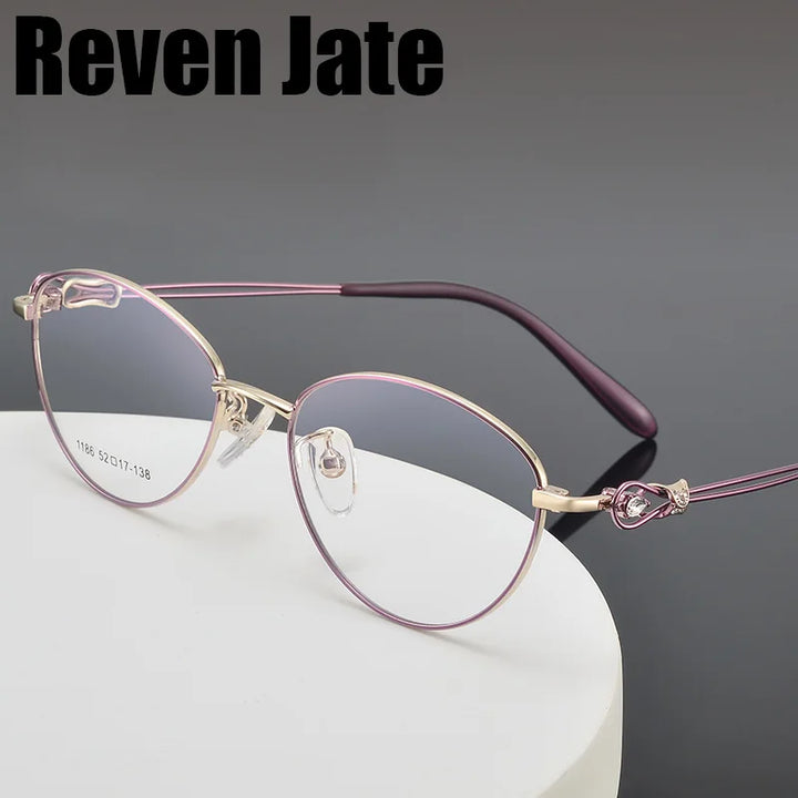 Reven Jate Women's Full Rim Oval Cat Eye Alloy Eyeglasses 661186