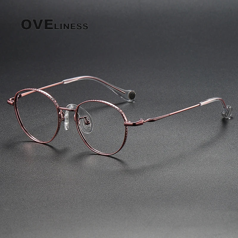 Oveliness Unisex Full Rim Round Titanium Eyeglasses 80950 Full Rim Oveliness red  