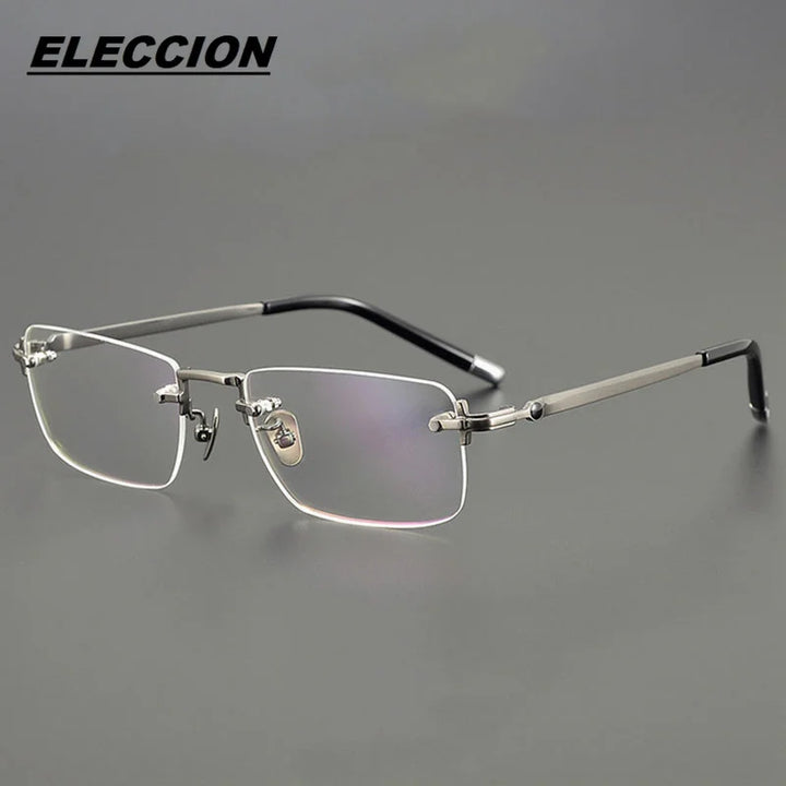 Eleccion Unisex Rimless Square Titanium Eyeglasses 41321