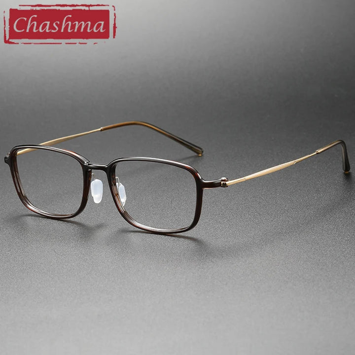 Chashma Unisex Full Rim Square Ultem Titanium Eyeglasses 8632 Full Rim Chashma Transparent Brown  