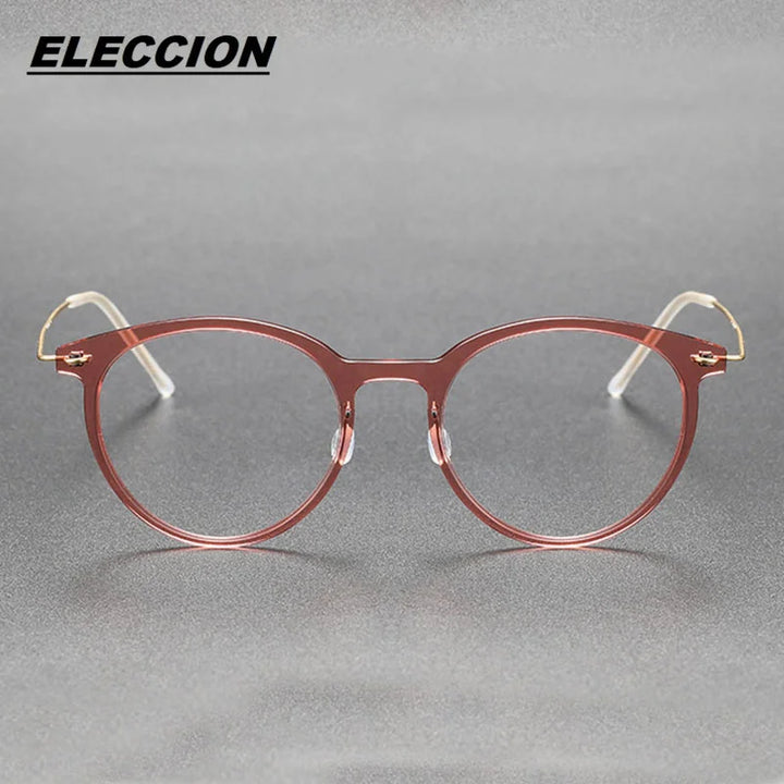 Eleccion Women's Full Rim Oval Round Titanium Acetate Eyeglasses 6537