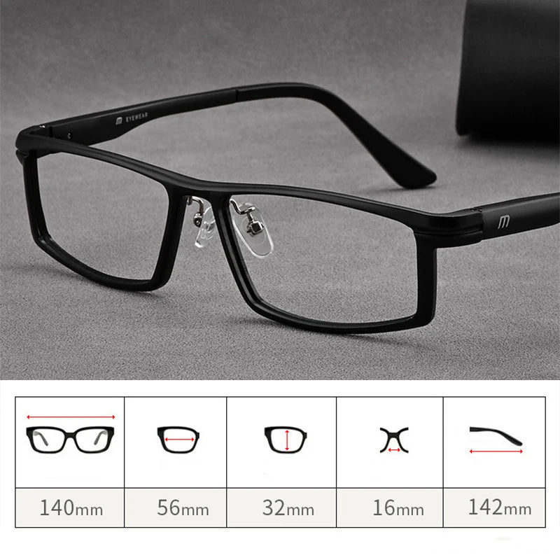 Hdcrafter Men's Full Rim Square Brow Line Titanium Tr 90 Eyeglasses 262701