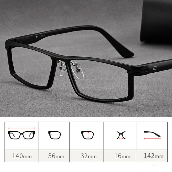 Hdcrafter Men's Full Rim Square Brow Line Titanium Tr 90 Eyeglasses 262701