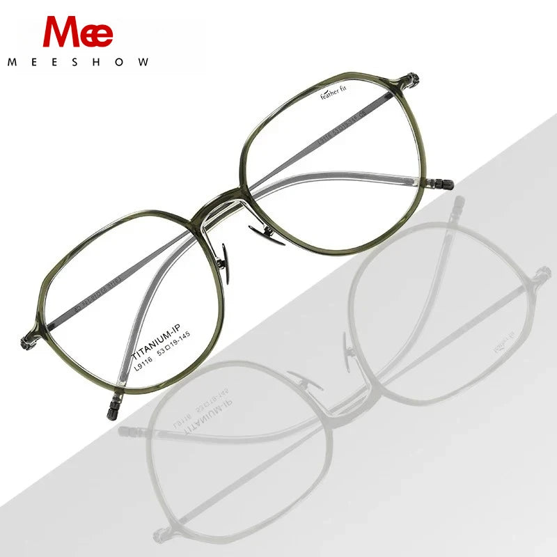 Meeshow Women's Full Rim Oval Tr 90 Titanium Reading Glasses  69116
