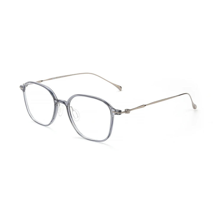 KatKani Unisex Full Rim Polygon Titanium Acetate Eyeglasses 8641 Full Rim KatKani Eyeglasses Gray Blue  