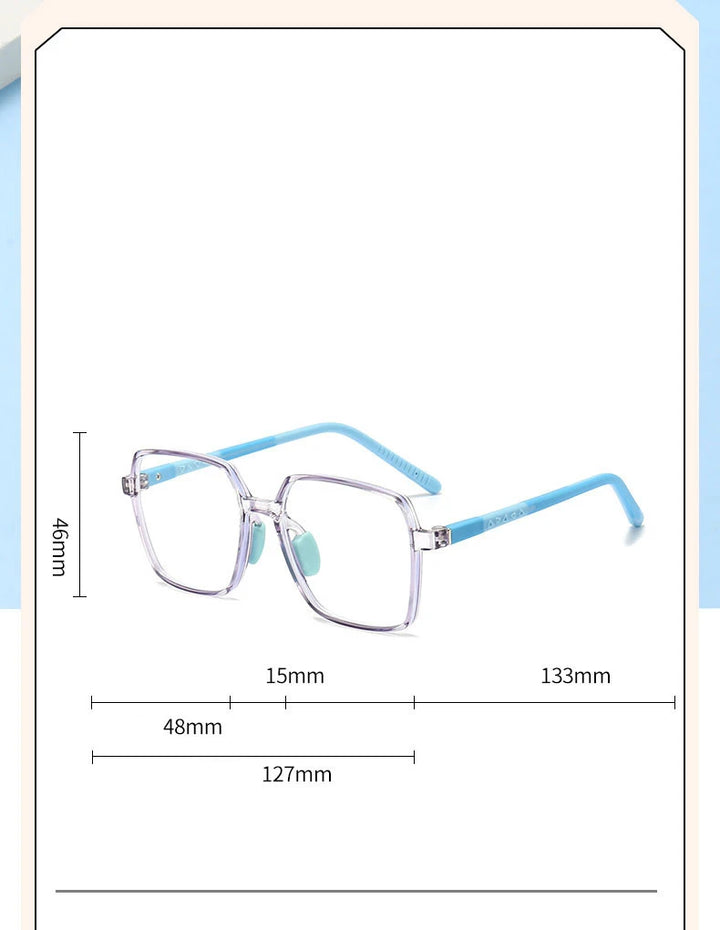 CCspace Unisex Children's Full Rim Square Tr 90 Titanium Eyeglasses 57511 Full Rim CCSpace   