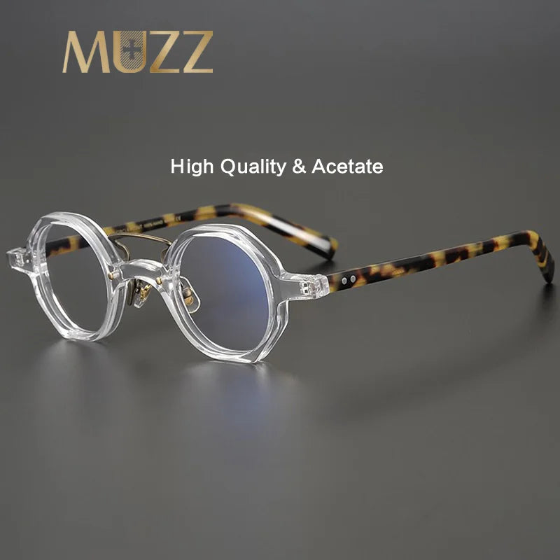 Muzz Unisex Full Rim Round Double Bridge Acetate Alloy Eyeglasses 5609 Full Rim Muzz   