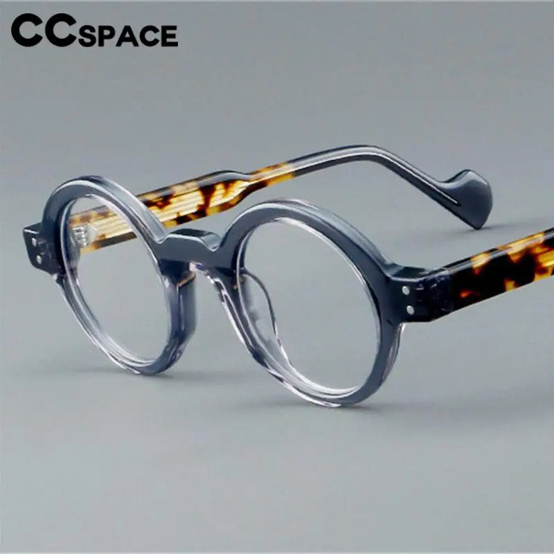 CCSpace Unisex Full Rim Round Acetate Eyeglasses 57257 Full Rim CCspace   