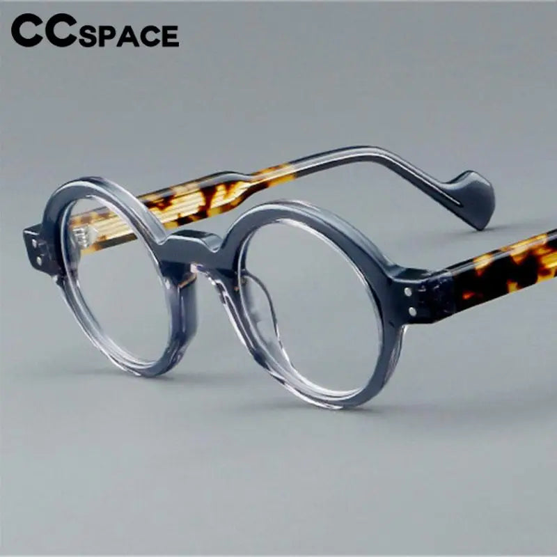 CCspace Unisex Full Rim Round Acetate Eyeglasses 57257 Full Rim CCspace   