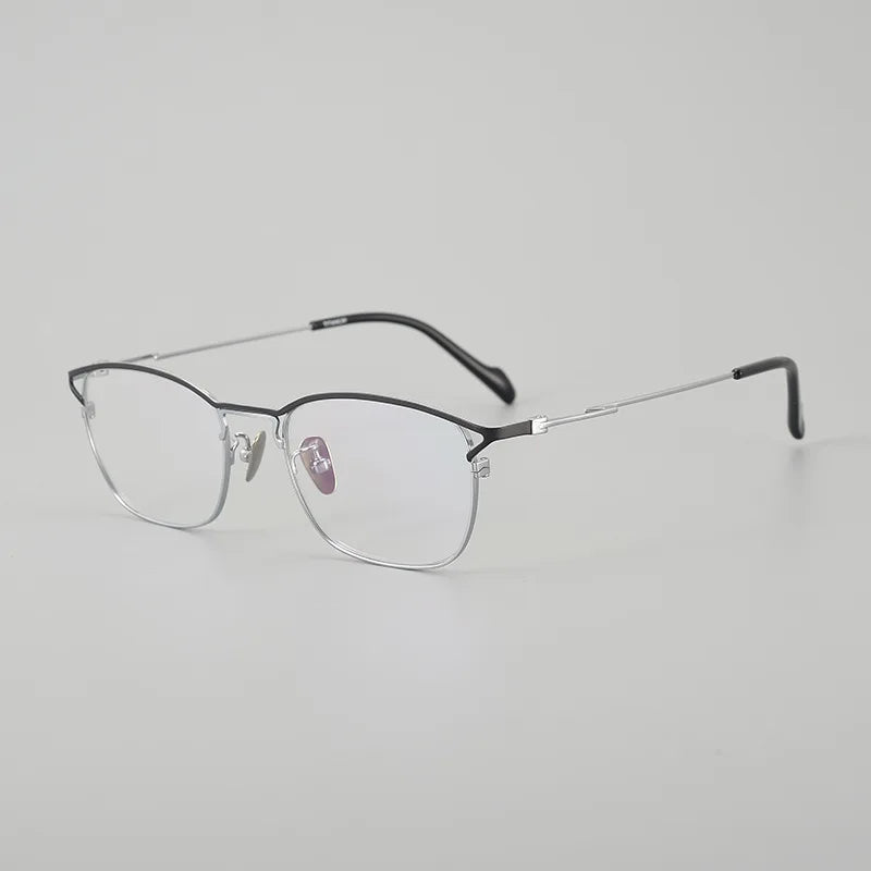 Black Mask Unisex Full Rim Square Titanium Eyeglasses M0045 Full Rim Black Mask Black-Silver  